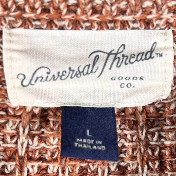 2/$30 Marled Sweater Size Large Cotton Oversized Orange Knit Woven - Picture 6 of 7